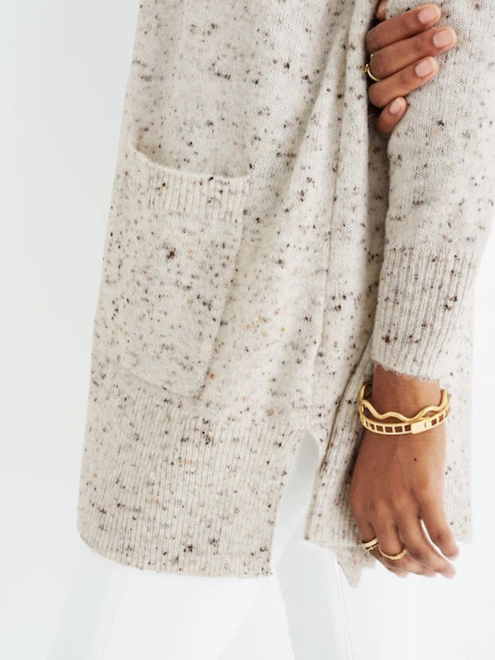 Madewell Donegal Kent Cardigan Cream Speckled Knit Sweater Small - Picture 3 of 9